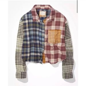 American Eagle Multi-Color Cropped Flannel! Women’s size XL!